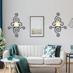 OYEFLY 2 Pcs Metal Wall Candle Sconces,Black Elegant Swirling Wall Decorations (Black)