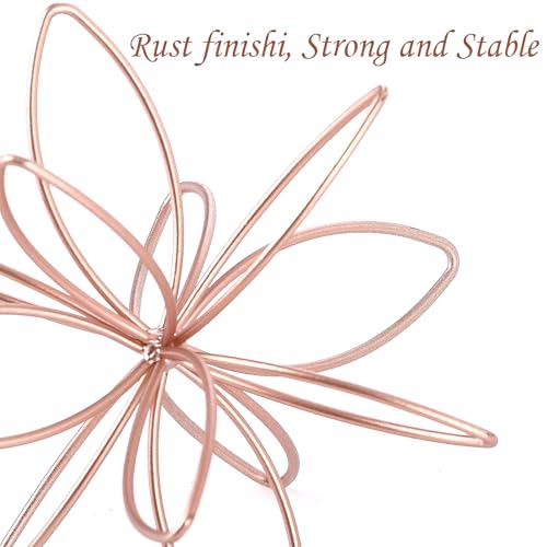 8" Metal Sphere Decor, Metal Floral Tabletop Sculpture, Abstract Tabletop Decorative Spheres for Home Decor (Rose Gold) - color: Rose Gold-8in