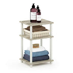 Furinno JUST Side Table, 3-Tier End Table, Open Shelves Night Stand, Bedside Table, Toolless Assembly, for Living Room, Bedroom, Bathroom, Sonoma Oak - color: Sonoma Oak/White, size: 3-Tier, Round Pole, style: 1-Pack