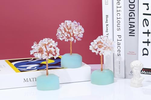 QINJIEJIE Opal Healing Crystals Tree of Life Decor - Natural Crystal Stone Reiki Gemstone White Opalite Base Copper Wire Home Office Decorations Spiritual Feng Shui Gift - color: Opal, size: 5.2 in