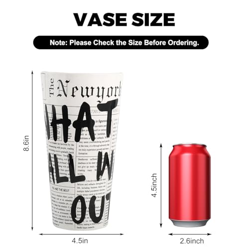 Retro Newspaper Ceramic Vase Black and White Vase Unique Shelf Decor Cute Flower Vase Eclectic Home Decor
