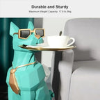 homary Modern Resin Dog Sculpture Geometric Standing Statue Cute Side Table Tray End Table with Tissue Storage (Green) - color: Green