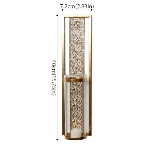 Wall Candle Holder,2PCS Vintage Hollowed Metal Sconce with Glass Cover,Walls Mount Iron Wall Art Candleholder Sets,Ramadan Walls Decorations for Living Room Farmhouse Fireplace Wedding - color: Black