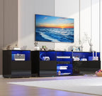 jiteentarou 79IN LED TV Stand for 75/80/85inch TV,High Glossy Modern TV Stand for Living Room,TV Entertainment Center with Adjustable Storage Shelf,RGB LED Lighting,TV Console(Black) - color: Black