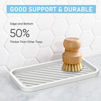 EG-SIPRO Silicone Sponge Holder, Large 10" Kitchen Sink Organizer Tray, Sponge Caddy, Dish Soap Holder, Scrubber, Soap Dispenser, Scouring Pad - color: C-wh, size: 10x5.1inch