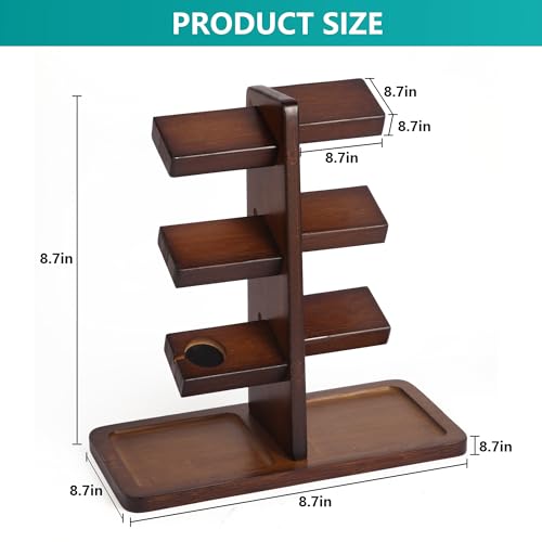 Watch Stand for Men, Watch Display Stand with Charger Groove, Wooden Watch Holder Stand, Jewelry Holder Organizer for Rings, Jewelry, Coins Bracelets, Great Gifts for Men Women, Brown - color: Brown
