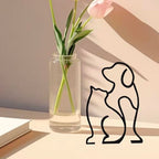 Modern Metal Cat Wall Art Sculpture, Black Minimalist Home Decor, Living Room Wall Decoration (Rely on Cats and Dogs)