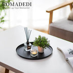 Romadedi Black Decorative Candle Tray - Round Trays Decor for Coffee Table Centerpiece Metal Serving Tray for Kitchen Counter Organizer Modern Farmhouse Home Decorations, 11 Inch