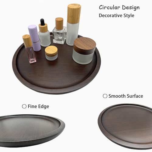 Wood Vanity Tray, Bathroom Counter Solid Walnut Organizer, Toilet Tank Top Wooden Serving Plate for Dinner Tea Coffee (Natural Walnut Color, 9.8 x 9.8 inch) - color: Natural Walnut Color, size: 9.8" x 9.8" x 0.8"