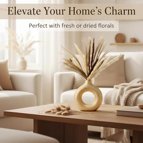 Modern Donut-Shaped Decorative Vases, Handmade Minimalist Boho ins Style, Modern Vase for Home Decor for Wedding Dinner Table Party Living Room Office Bedroom (Gold, Exra Large) - color: Gold, size: Exra Large