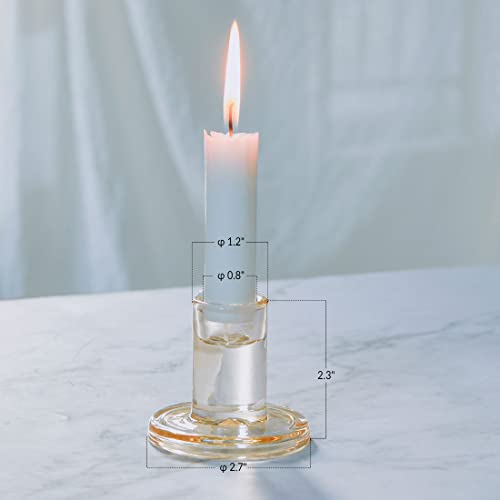 12pcs Amber Taper Candle Holders, Glass Crystal Candlestick Holders Bulk, Clear Candle Holders for Dining Table Centerpiece - color: Amber 12pcs