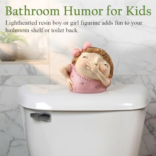 Art & Artifact Boy Holding Nose, Bathroom Statue Funny Boys Decor Shelf Sitters, 5" High - size: 6 Inch x 5 Inch x 5 Inch