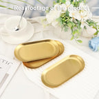 15 Pack 7 Inch Oval Stainless Steel Decorative Tray, Stainless Steel Tea Fruit Tray, 7 inch Gold Oval Trays for Bathroom Vanity, Jewelry, Perfume & Key Organizer (Gold) - size: 15 Pack 7 Inch