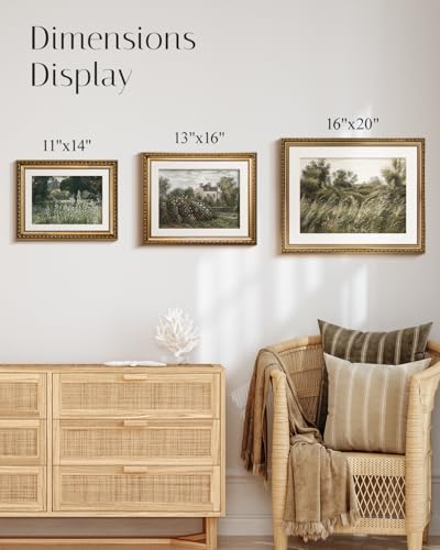 InSimSea Gold Picture Framed Wall Art, Living Room Nature Landscape Flower Wildflower Canvas Print Wall Decor, Vintage Landscape Home Farmhouse Decor, Antique Paintings with Frame 13x16inch - color: Daisy Flower Sea, size: 16"L x 13"W