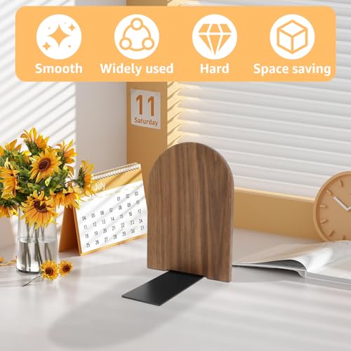 Wood Book Ends, Non Skid Desk Book Stands, Decorative Books Holder Creative BookStopper Sturdy Desk BookEnds to Hold Heavy Books Beech Bookend Supports for Office Home School(Piner) - color: Piner