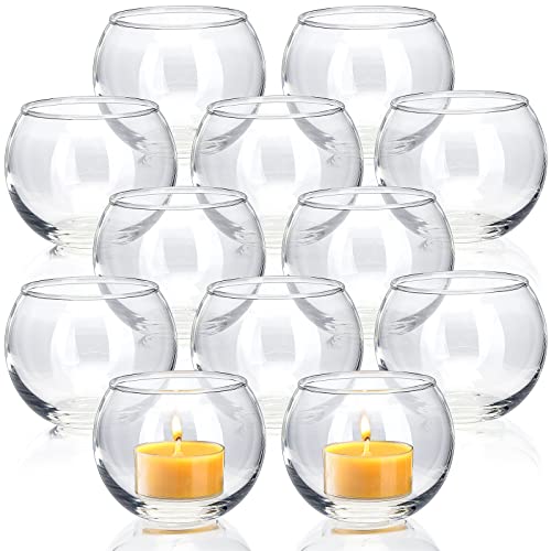 Volens Clear Votive Candle Holders Set of 12, Glass Tealight Candle Holder Bulk for Wedding Decor and Home Decor - color: Transparent