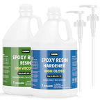 2 Gallon Crystal Clear Epoxy Resin Kit - 1:1 Mixing Ratio, Bubble Free & Anti-Yellowing - High Gloss Casting & Coating Resin for Jewelry, River Tables, Bar Top, Countertops & Wood - Heat Resistant - size: 2 Gallon