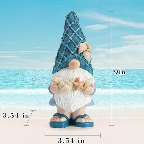 Etlemonde Beach Gnomes Statues,Ocean Gnomes,Nautical Themes Decoration,Beach, Gnome Holding Seashells - color: Holding a Shell