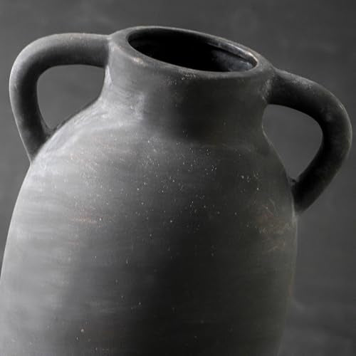 Terracotta Farmhouse Flower Vase, 9.6 Inch Ceramic Rustic Vase with 2 Handles, Decorative Vase Boho Decor for Home Decor, Table, Living Room, Shelf Decoration - color: 110-3-9.6in