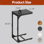 WLIVE C Shaped End Table, Small Couch Side Tables with Metal Frame, Sofa Table TV Tray for Living Room, Bedroom, Relief Black - color: Relief Black