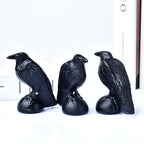 Black Obsidian Raven Statue 3.15" Large Crow Statue Figurine Healing Crystal Stone Sculpture Reiki Meditation Gothic Home Decor Gift