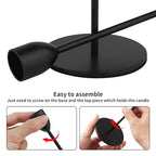 Ohtomber 3PCS Black Taper Candle Sticks Holder, Candlesticks Centerpiece Wedding Table Decor, Fit Pillar 3/4" Thick Tapered & Led Candles - color: Black