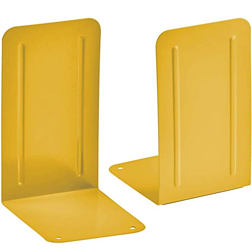 Acrimet Steel Metal Bookends for Shelves, Heavy Duty, for Large Books, 6 7/8" Tall X 4" Wide X 4 1/2" Deep, Yellow Colored, 1 Pair - color: Yellow