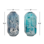 Deco 79 Glass Handmade Decorative Vase Blown Centerpiece Vases, Set of 2 Flower Vases for Home Decoration 12", 11"H, Blue
