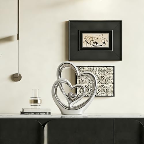 AWNR Heart Hands Sculpture,Small Shelf Decor,Tv Stand Decor Items for Living Room,Apartment,Office (Silvery) - color: Silvery