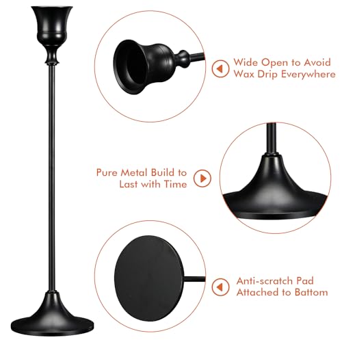 Candlestick Holders Taper Candle Holders, Set of 6 Metal Candle Holder for Candlesticks Black Candelabra Easter Vintage Candle Stick Candle Holder for Fireplace Party Dining Home - color: 6 Pack Black