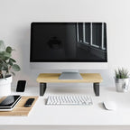 Beautiful Wooden Monitor Stand for Desk - Sturdy Stand Rises Your Monitor to the Perfect Ergonomic Level - Sleek and Functional Computer/Laptop Rack Design Elevates Any Workspace & Maximizes Space