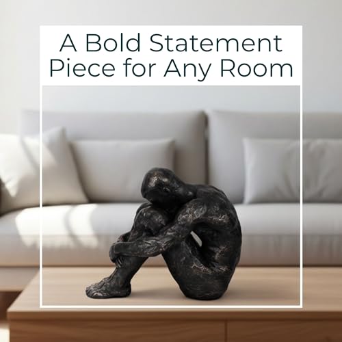 Sagebrook Home Modern Glam Resin Sculpture - Thoughtful Seated Figurine - Polyresin Metallic Bronze Finish - Elegant Home & Office Decor - Artful Accent for Living Room & Bedroom - 16" Bronze - size: 13.0" H