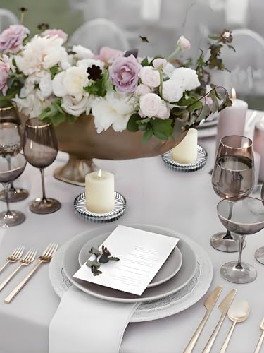 3.8 Inch Grey Glass Pillar Candle Holder Plates Set of 4 Coaster Holder Round Candle Stand for Table Centerpieces, Wedding,Party,and Home Decor - color: Gray