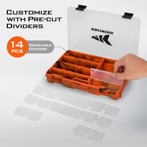 KastKing Tackle Boxes, Plastic Box, Plastic Storage Organizer Box with Removable Dividers - Fishing Tackle Storage - Box Organizer - 2 Packs /4 Packs Tackle Trays - Parts Box - color: Orange Camouflage, size: 3600(2Pack)
