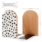 Wooden Bookends 2 Pcs,Black Hearts and Cute Dots Heavy Duty Office Book Ends Anti Slip Book Shelf Holder with Metal Base Decorative Book Stands - color: Black Hearts and Cute Dots