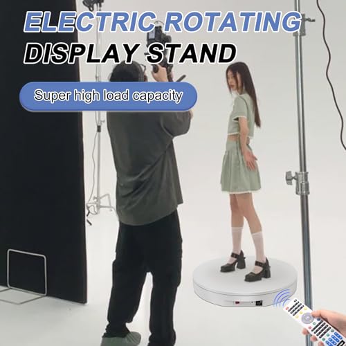 Ultra-Thin&Heavy Duty Remote-Controlled Motorized Turntable,Motorized Rotating Display Stand,Speed-Adjustable Rotating Platform,Human 3D Scan Electric Turntable for Scan,Showcase(19.7in/White) - size: 19.7inch/White/600Lbs Load