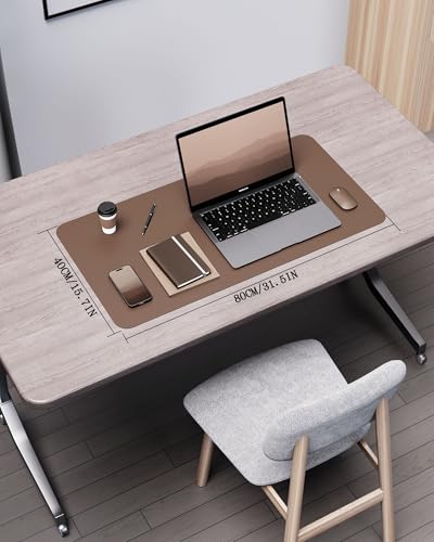YSAGi Double-Sided Desk Pad, 31.5"x15.7"Leather Desk Mat, Eco Cork Desk Pad Protector,Large Mouse Pad,Waterproof Desk Blotter for Office/Home(Coffee) - color: Coffee+cork, size: 31.5"x15.7"