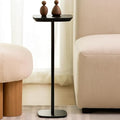 Small Pedestal Side Table for Small Spaces - Modern Black Drink Table for Sofa, Couch, or Bedroom - Compact Drink & Cocktail Stand (Classic Black) - color: Classic Black