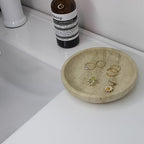 Nawgnail Natural Travertine Marble Jewelry Dish 5.5", Trinket Dish for Ring Earring, Gift for Woman Daugther(Beige Travertine) - color: Beige Travertine