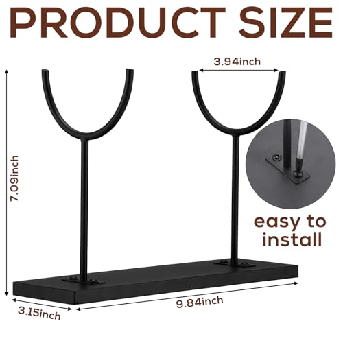 Double U-shaped Metal Display Stand Holder Large Black Rack for Sculptures Art Objects Collections Product Display Stand, Museum Home Office Desktop Tabletop Storage