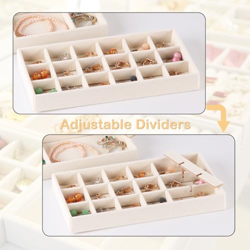 1 Pcs Earring Organizer Stackable Trays,Jewelry Drawer Inserts Container Display Case Storage for Earring Necklace Rings -Beige - color: Beige Set of 1