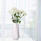 D'vine Dev 11 Inch Snow White Ceramic Vase, Geometric Handmade Craft Flower Vase with Design Box Packaged, VS-GM-SW-11 - color: Snow White, size: 11 Inch