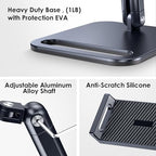 CreaDream Tablet Stand, Heavy Aluminum Tablet Holder for Desk with Adjustable 360° Swivel Bracket, Compatible with iPad Pro/Air/Mini, Galaxy Tab, Surface Pro, Kindle Fire 4.7''-13", Black - size: Short - One Arm