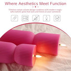 Hot Pink Ribbed Flameless Pillar Candles with Remote, Real Wax Flickering Battery LED Candles Set of 2 - color: Hot Pink