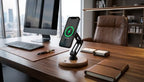 ClikDock Cell Phone Magnetic Wireless Charger Stand, 360° Spin, Aluminum Construction, Compatible with MagSafe Phones for iPhone & Andriod (Oak Wood) - color: Oak Wood
