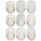mookaitedecor 1 Inch White Jade Crystal Skull Sculpture Set of 5, Hand Carved Gemstone Statue Figurine Collectible Healing Reiki - color: White