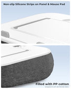 Viozon Kindle Pillow Stand Holder, Phone Holder for Bed, Laptop Lap Desk with Mouse Pad,Compatible with 4.7-13" Kindle/Tablet/Phone,10-15" Laptop, Snack Bowl&Cup Attachment&Detachable 360°Stand Arm - color: White/Grey