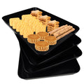 greenandlife 4 pcs 16" x 11" Large Serving Trays for Party Supplies, Plastic Platters for Serving Food, Unbreakable Reusable Trays for Snack, Fruit, Cookies, Desserts in Kitchen, BPA Free, Black - color: Black