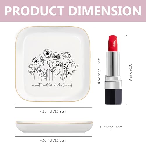Christian Bible Verse Jewelry Dish Trinket Tray Gifts- Inspirational Ceramic Ring Jewelry Tray Gifts for Women-A Sweet Friendship Refreshes the Soul-Proverbs 27:9 (Modern) - style: Modern-Sweet Friendship