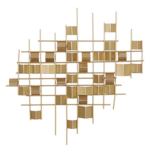 CosmoLiving by Cosmopolitan Metal Geometric Home Wall Decor 3D Folded Stripes Wall Sculpture, Wall Art 32" x 2" x 32", Gold - size: 32"L x 32"W